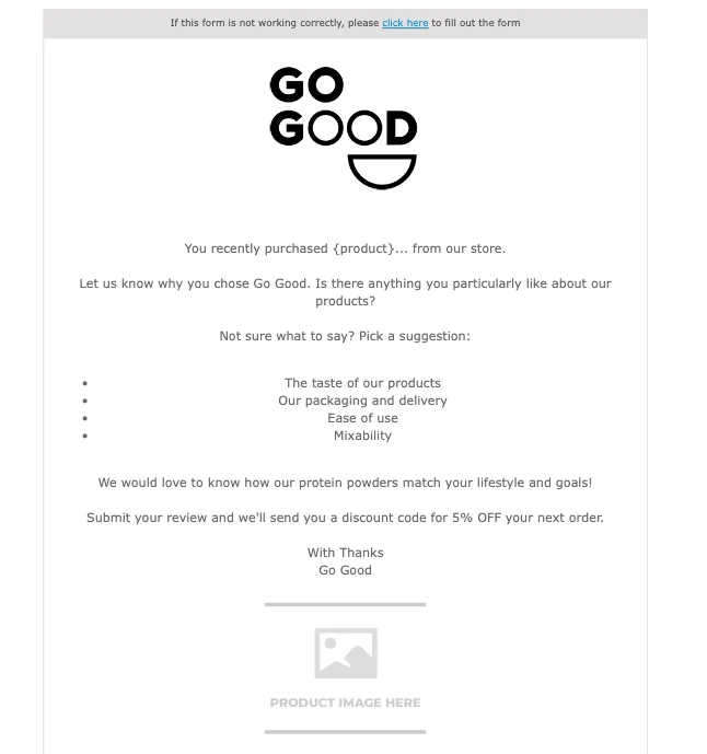 Go Good Review Request Email Example