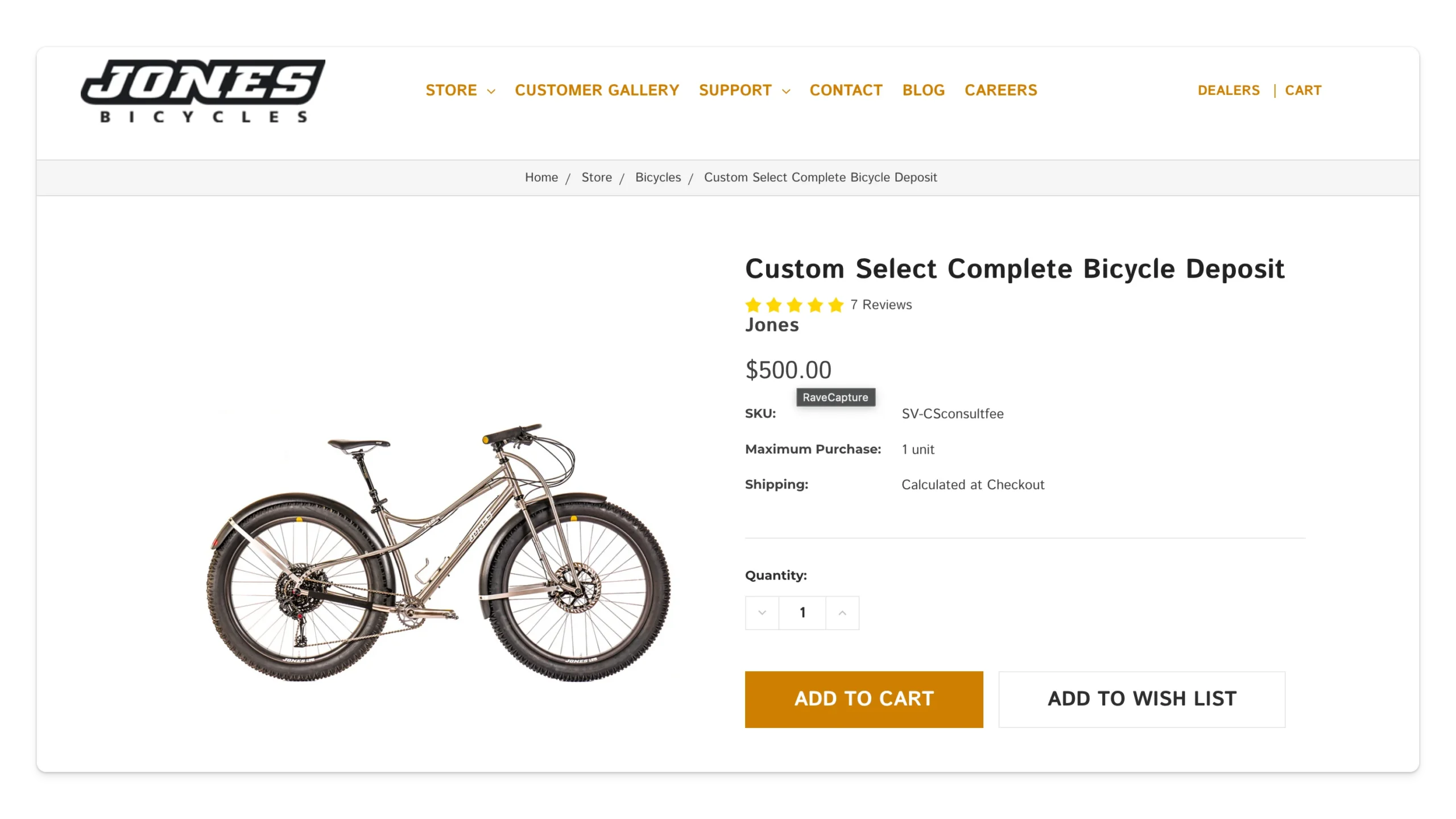 jones bicycles product page example